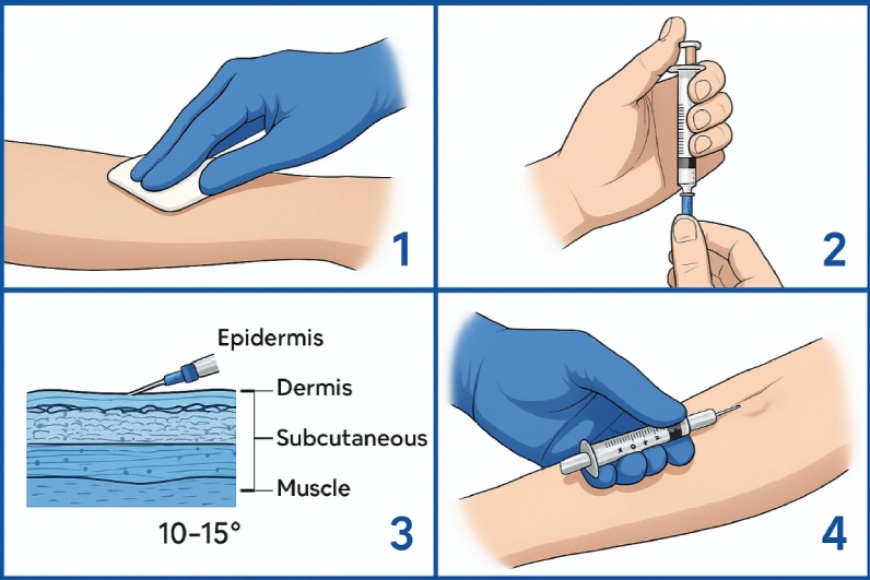 مراحل تزریق داخل جلدی