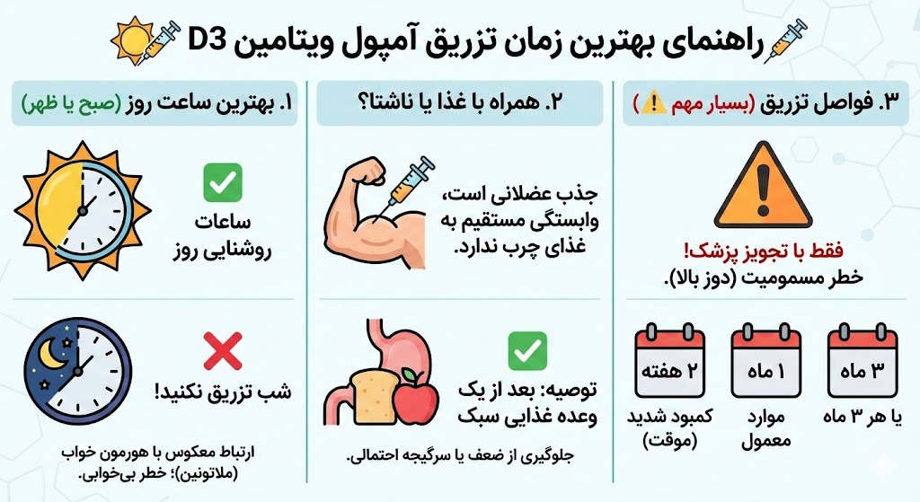 بهترین زمان تزریق آمپول ویتامین D3