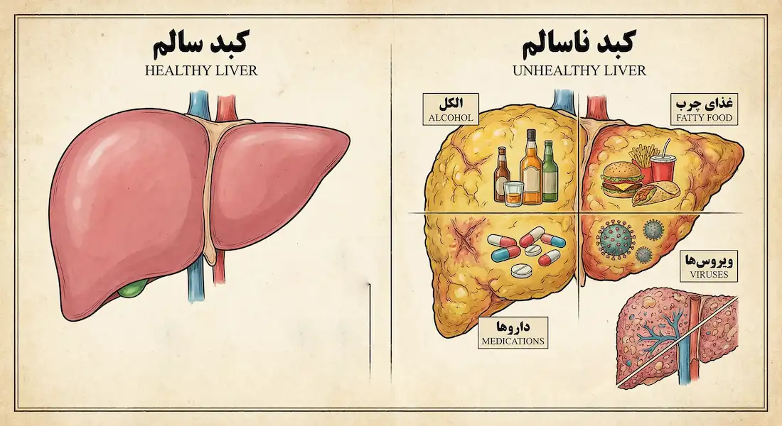کبد سالم و ناسالم