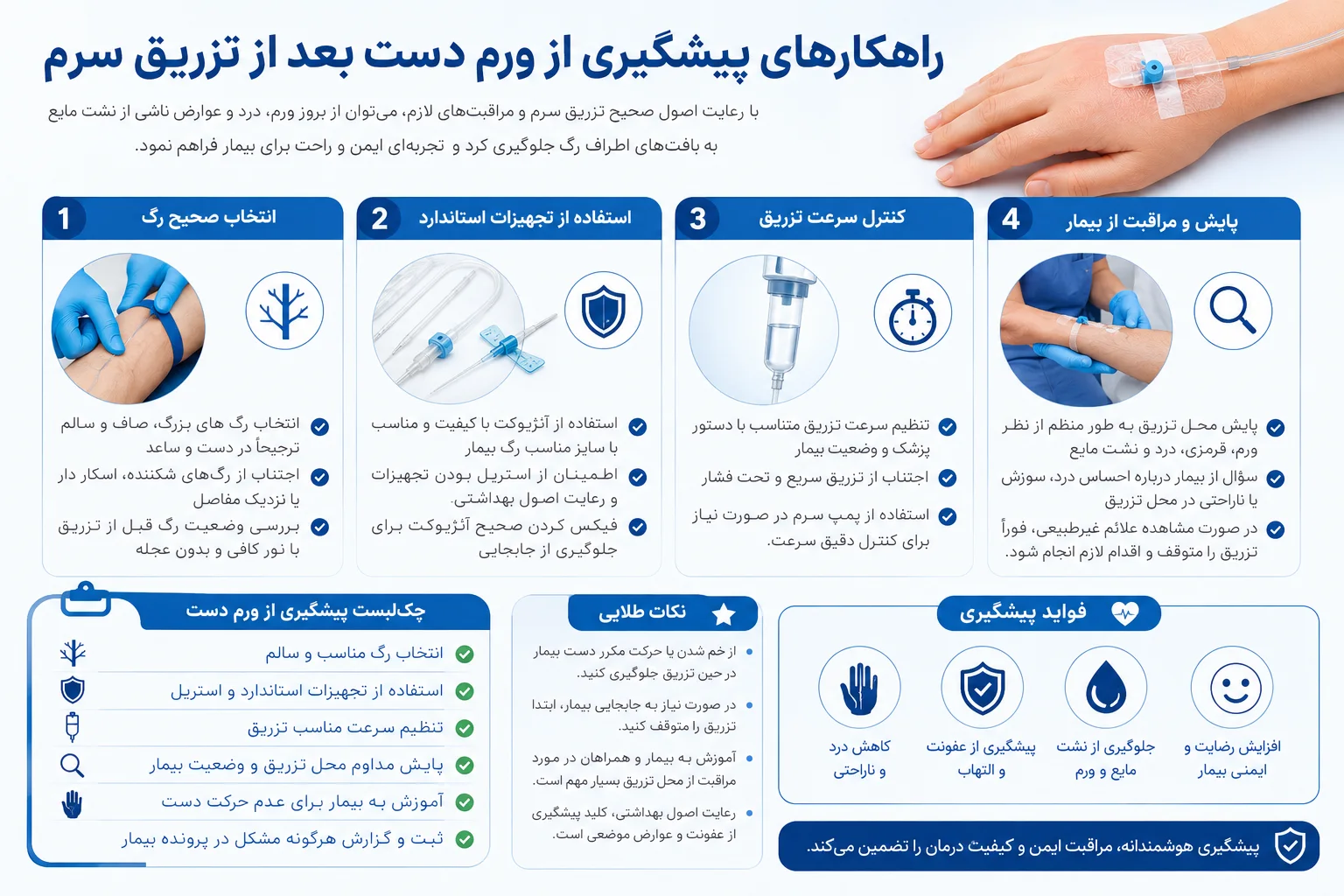 راهکار های پیشگیری از ورم دست بعد از تزریق سرم