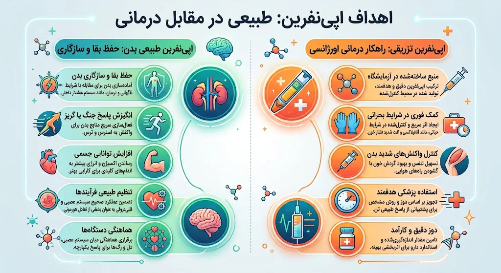 تفاوت اپی نفرین طبیعی بدن با تزریقی در هدف استفاده